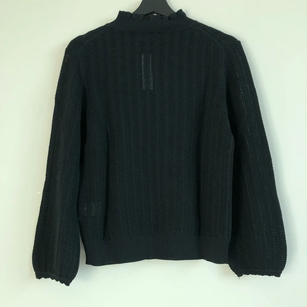 J.Crew Pointelle Ruffle Mock Neck Sweater